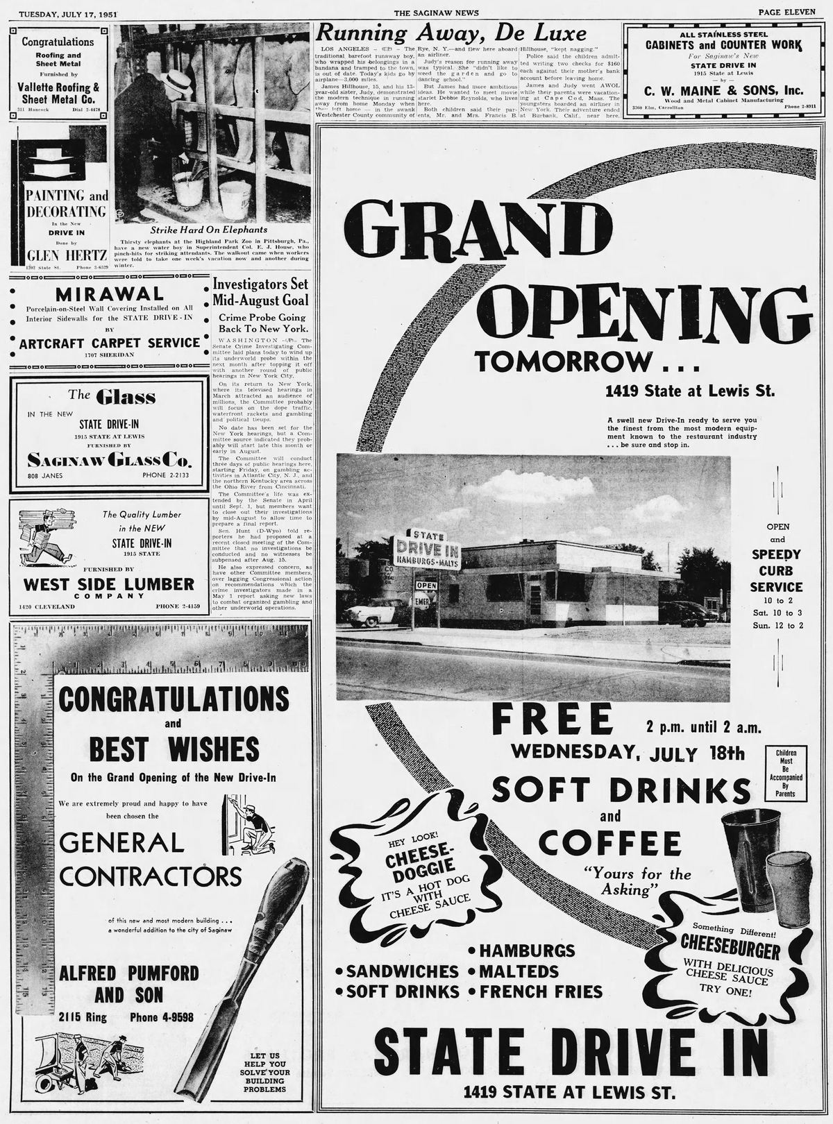 State Drive-In - July 1951 Opening Ads (newer photo)